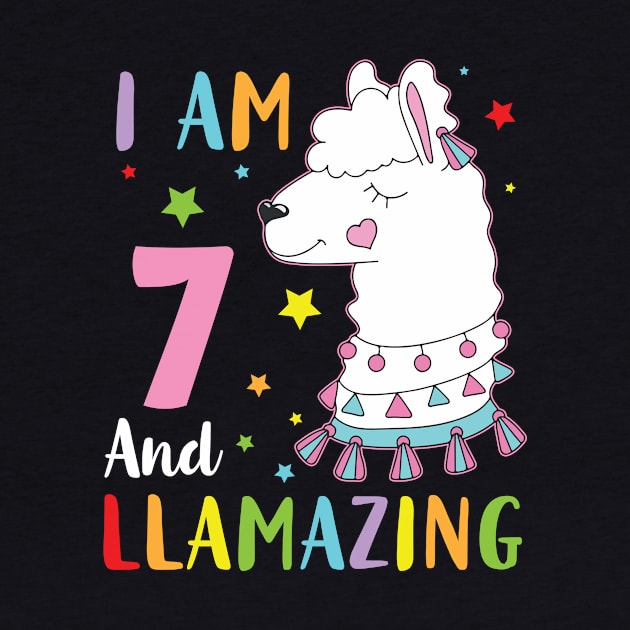 Lovely Llama I Am 7 Years Old And Llamazing Happy Birthday To Me You Aunt Sister Daughter by Vietstore18